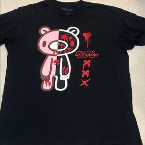 Gloomy The Naughty Grizzly Bear Black and Pink T-Shirt L